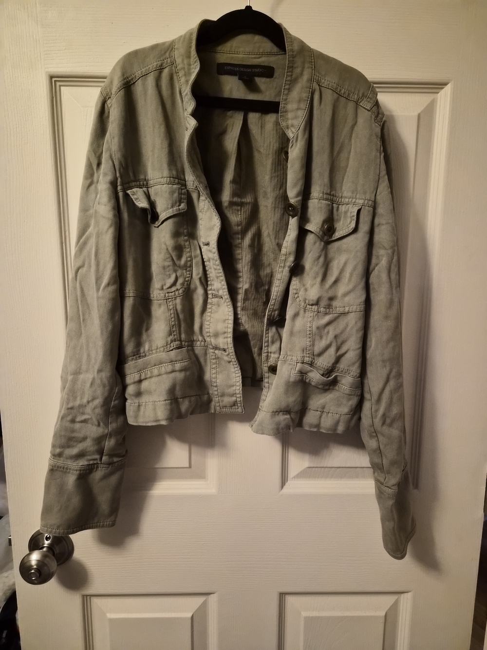 Express Light Sage Utility Jacket with Front Flap Pockets